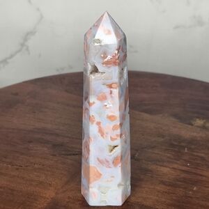 Cotton Candy Pink Agate Tower With Druzy B